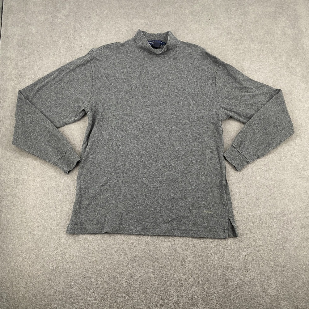 Daniel Cremieux Shirt Men Medium Heather Gray Cotton Knit Long Sleeve Turtleneck
